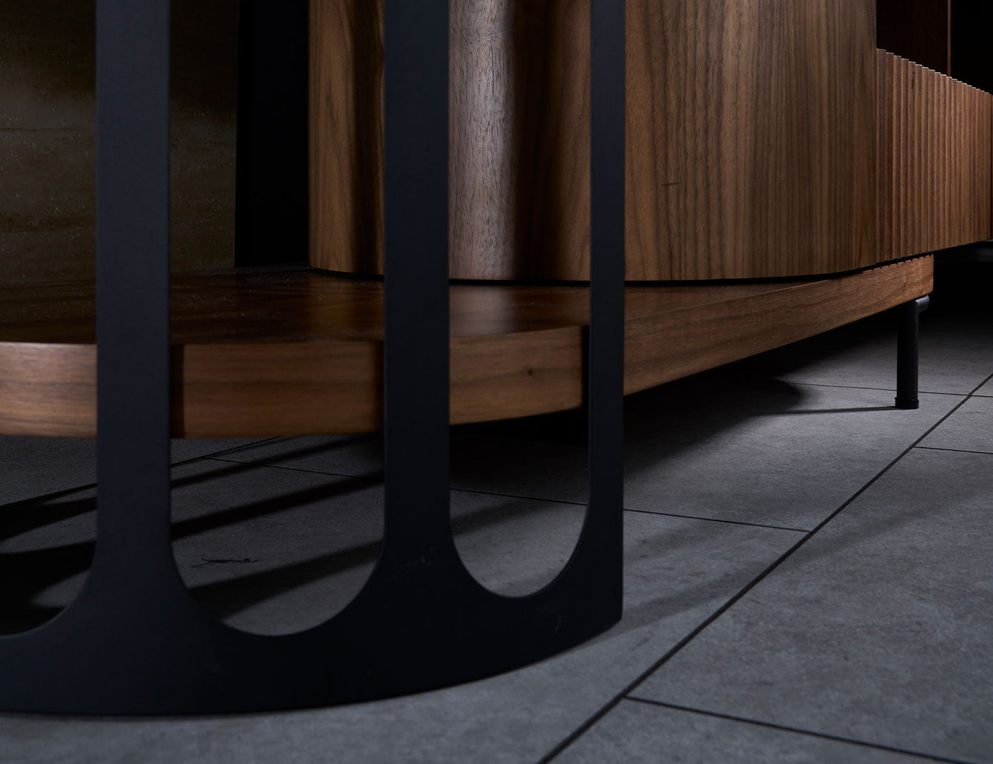 Console TV extensible avec plateau en pierre frittée FLUTO