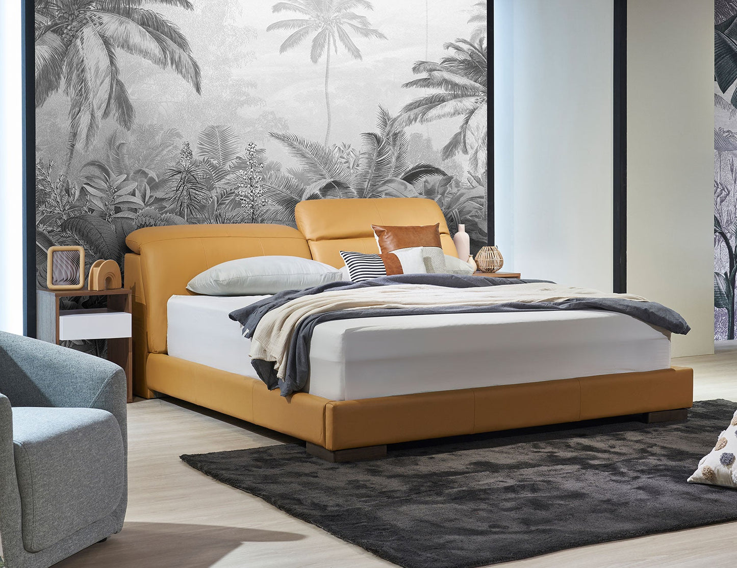 Cadre de lit FLIQ en cuir avec tête de lit réglable