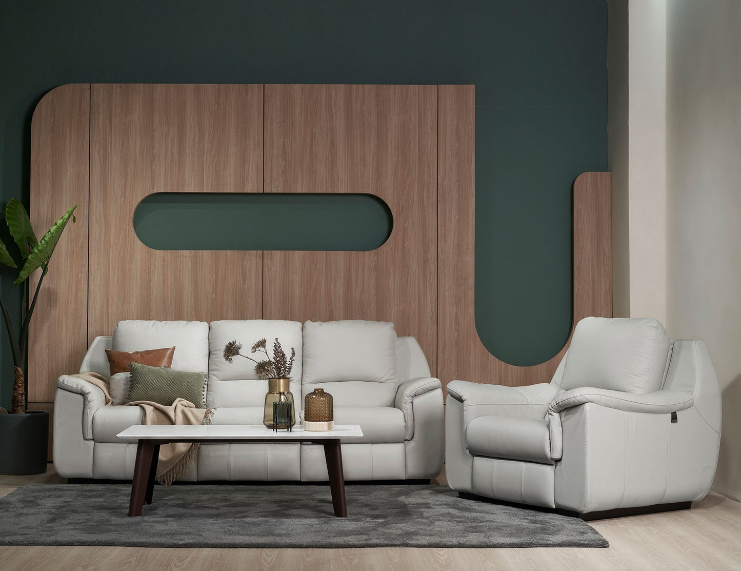 Canapé inclinable motorisé en cuir CONCERTO avec dossier haut