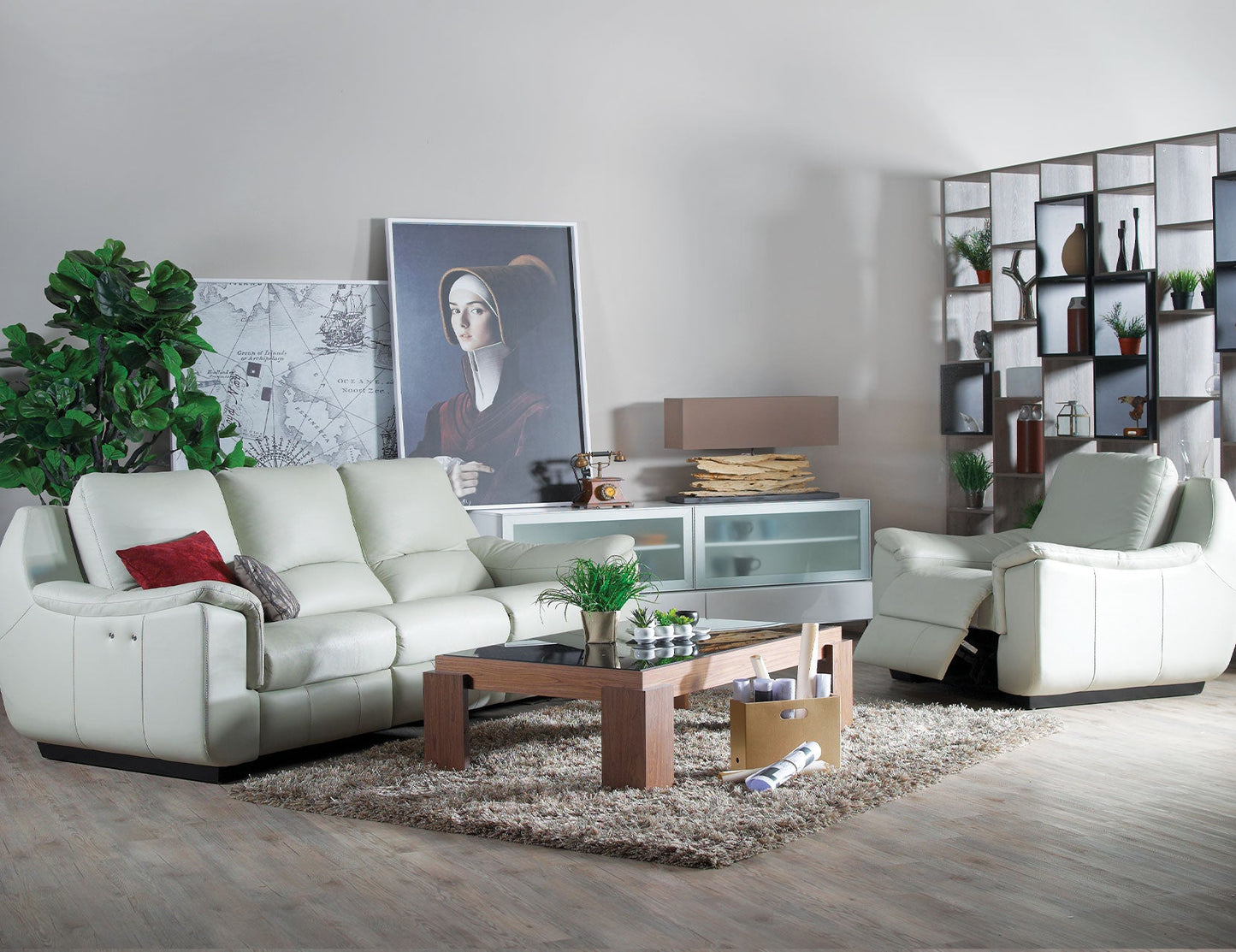 Canapé inclinable motorisé en cuir CONCERTO avec dossier haut