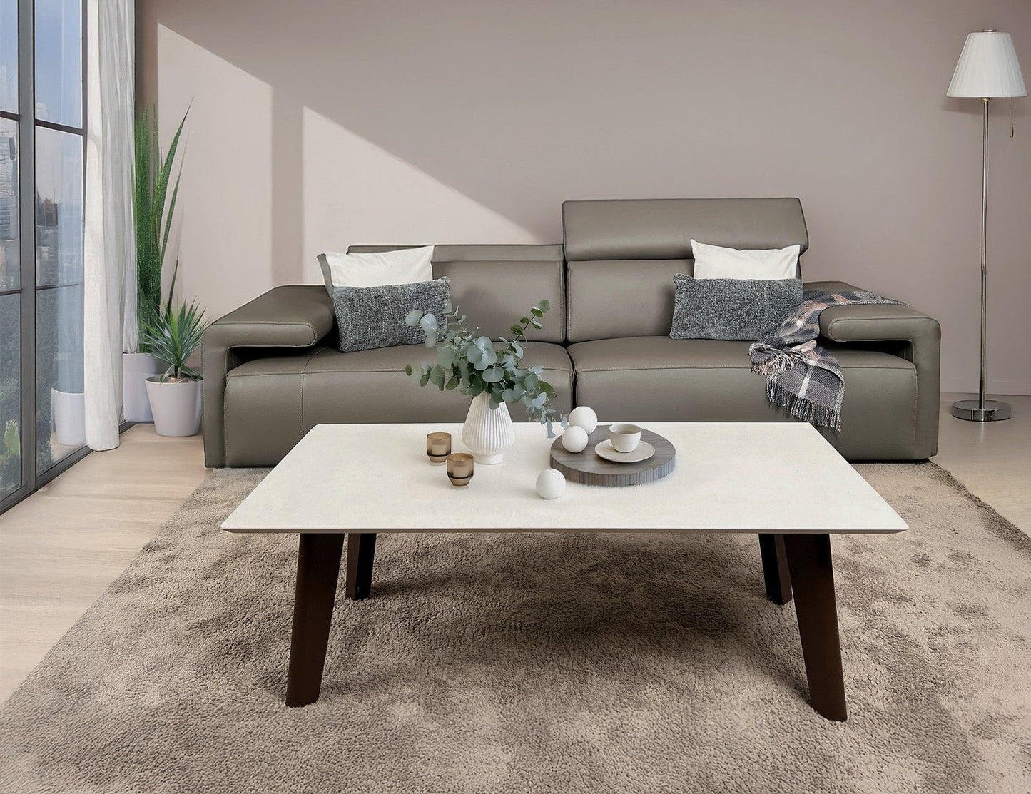 Canapé inclinable motorisé CALUM avec dossier et appui-tête modulaire