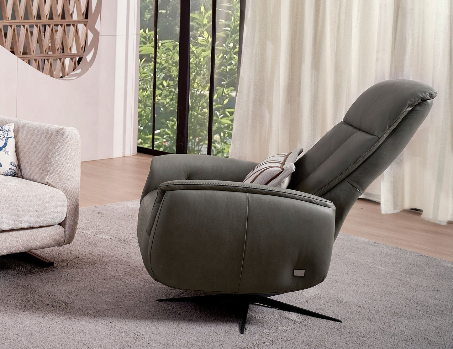 Canapé simple inclinable manuel entièrement en cuir BERG