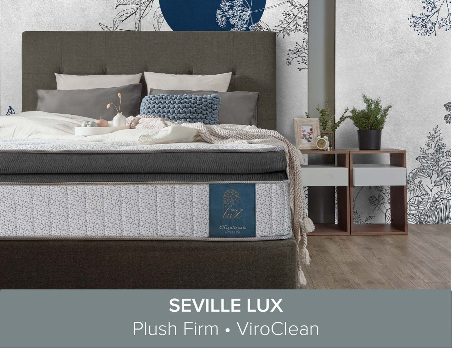 Matelas SEVILLE LUX Black Diamond™ en latex ultra-frais ViroClean antimicrobien réactif à micro-ressorts