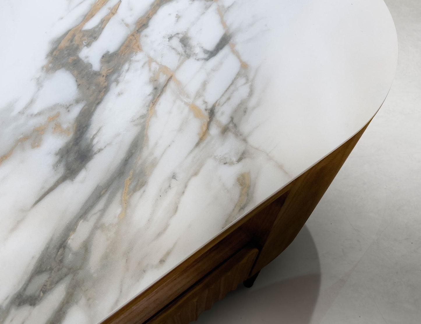 Console TV extensible avec plateau en pierre frittée FLUTO