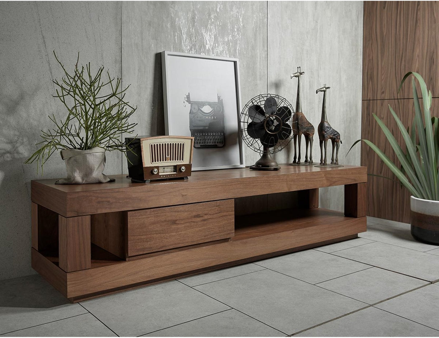 Console TV avec rangement en noyer MAX