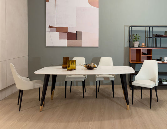 NERO avec table à manger en quartz de Carrare