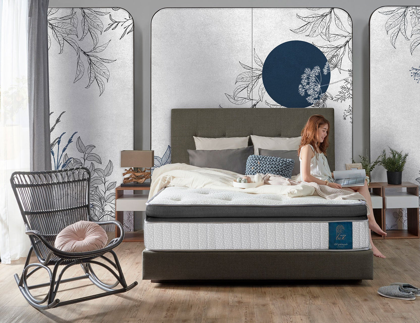 Matelas SEVILLE LUX Black Diamond™ en latex ultra-frais ViroClean antimicrobien réactif à micro-ressorts