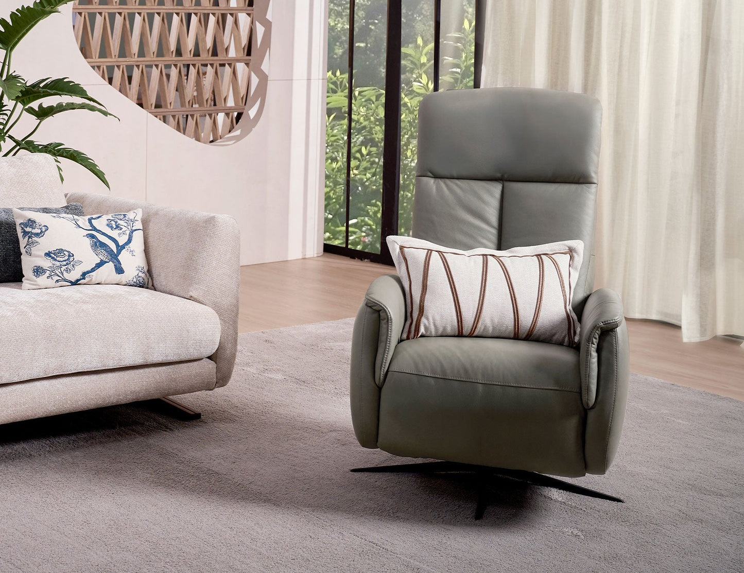 Canapé simple inclinable manuel entièrement en cuir BERG