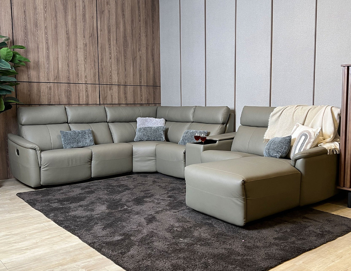 Canapé inclinable manuel en demi-cuir DALLAS