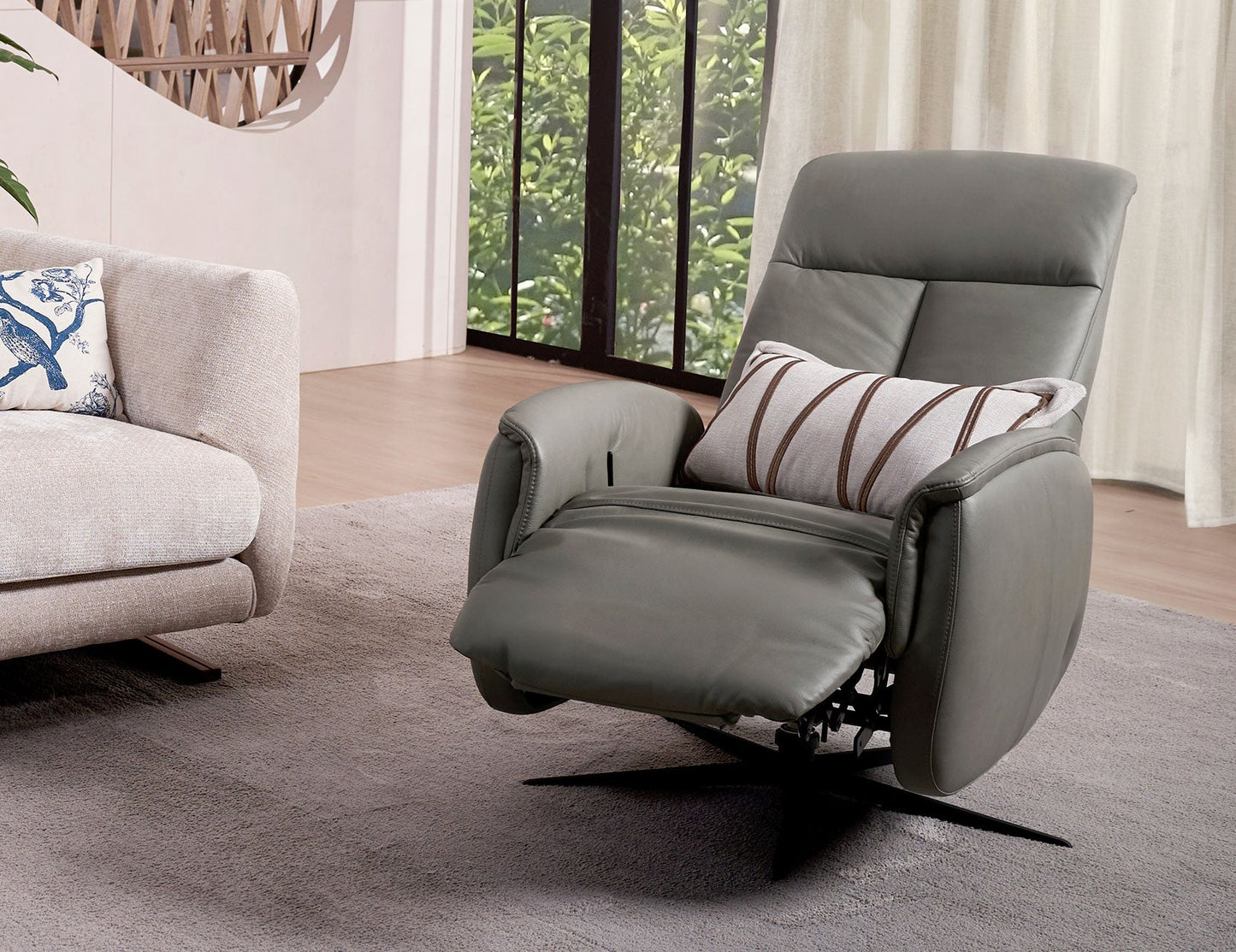 Canapé simple inclinable manuel entièrement en cuir BERG