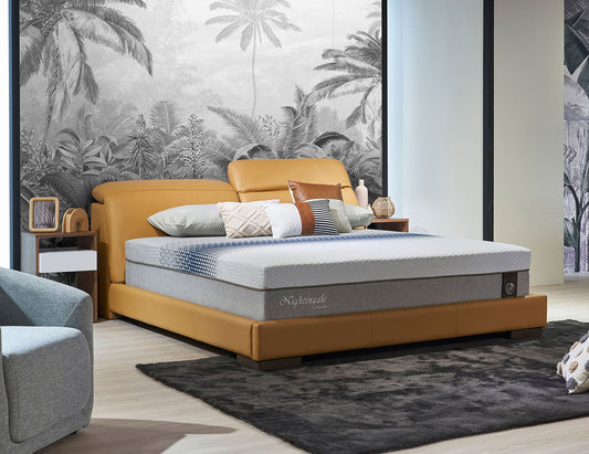 Cadre de lit FLIQ en cuir avec tête de lit réglable