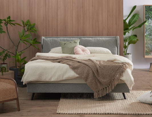 Cadre de lit en tissu WING avec housse de tête de lit amovible