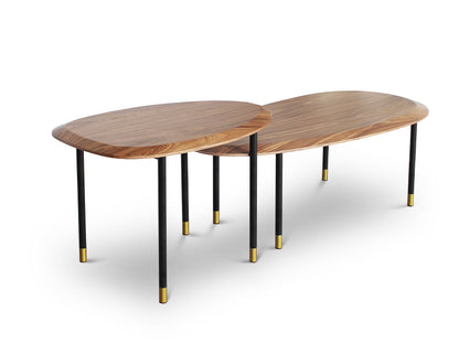 Table basse CELADON avec pieds en acier à pointes dorées