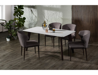 Table à manger KAY en quartz avec accents de marbre