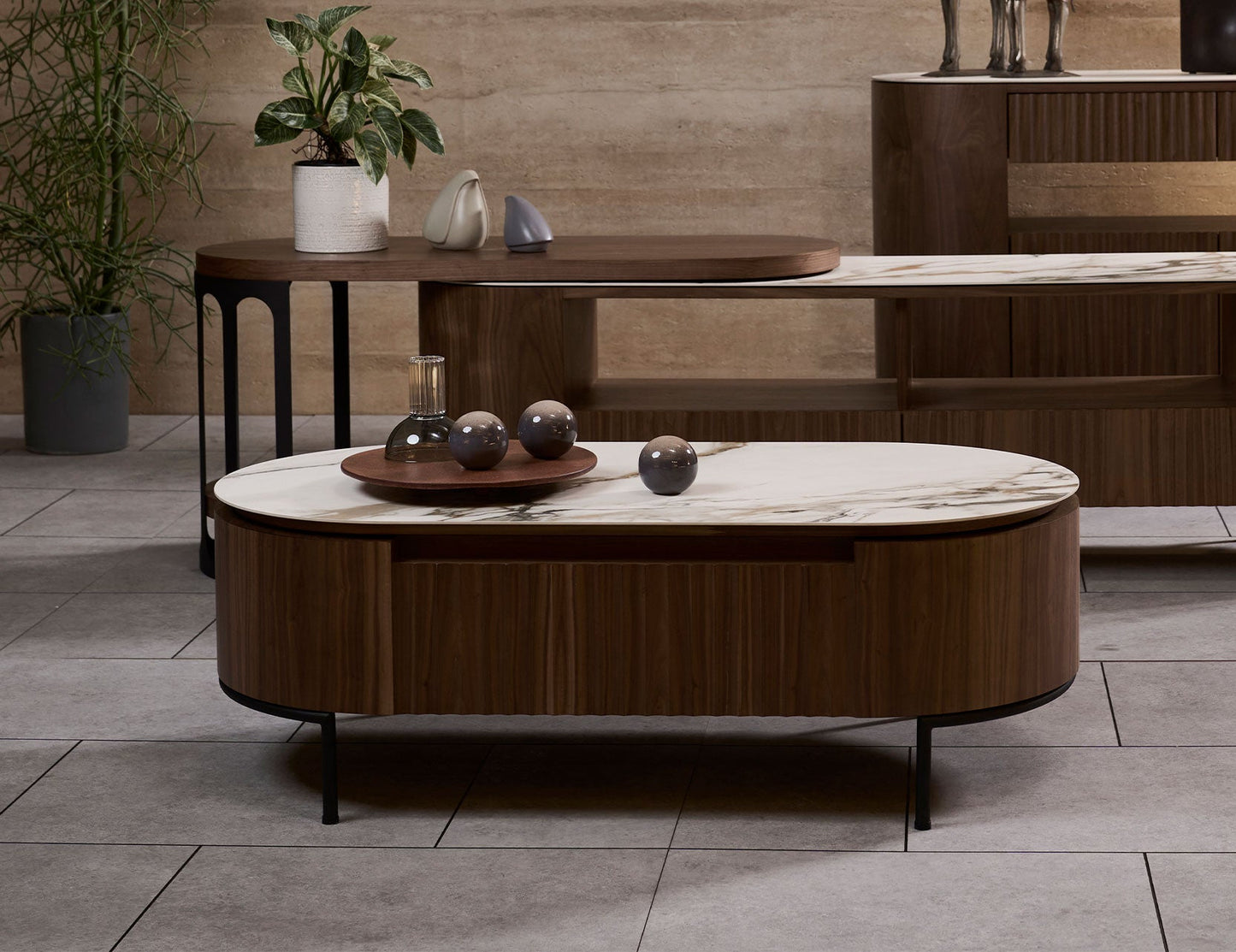 Table basse convertible en pierre frittée FLUTO