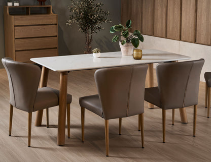 Table à manger BELA en quartz avec accents de marbre