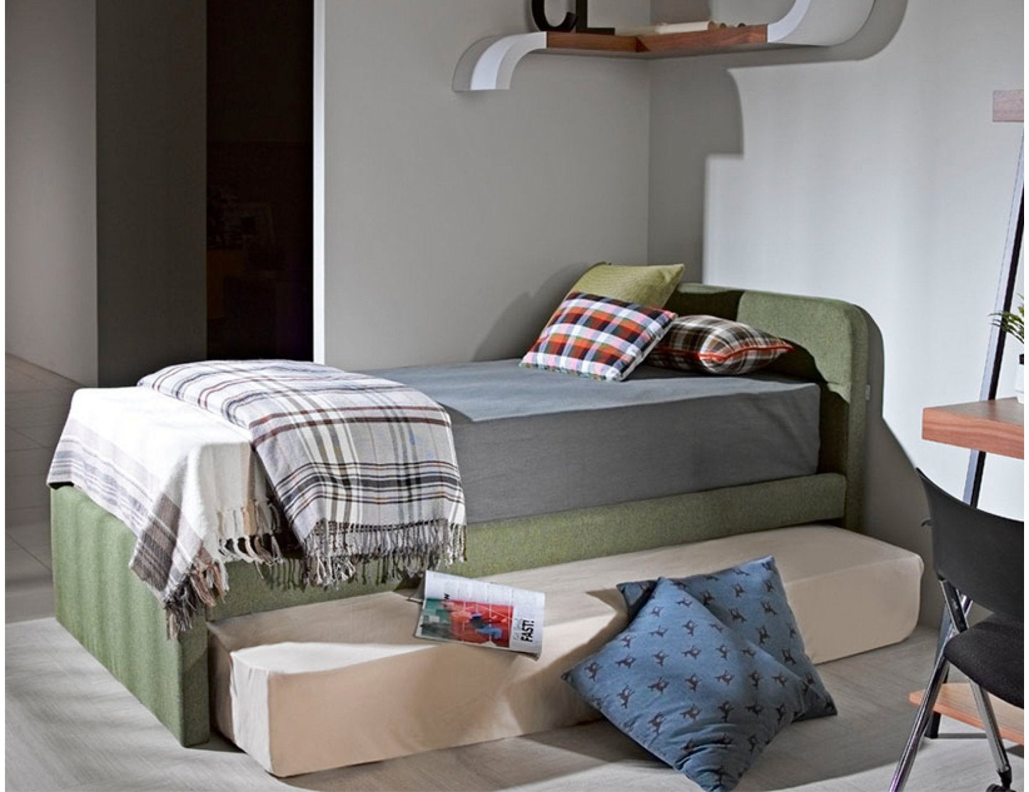 Cadre de lit pour enfants HOLLY avec matelas à tiroir coulissant