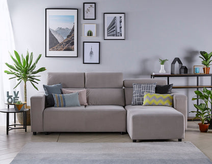 Canapé en L en tissu KARL SA avec appuie-têtes réglables