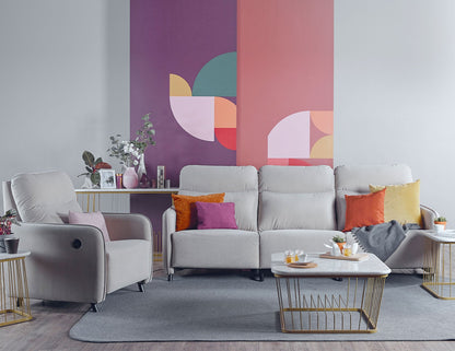 Canapé inclinable motorisé en tissu HOMER avec dossier haut et ports USB