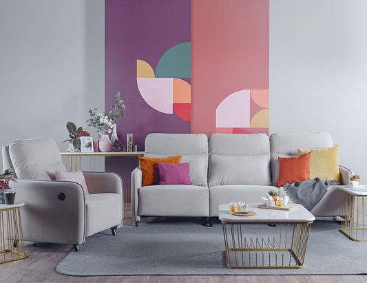 Canapé inclinable motorisé en tissu HOMER avec dossier haut et ports USB