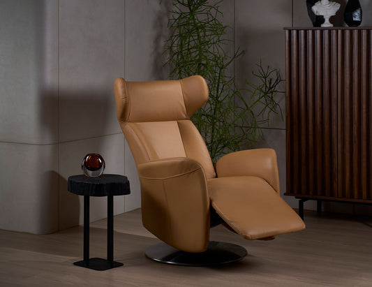 Fauteuil inclinable motorisé en cuir WINGBACK