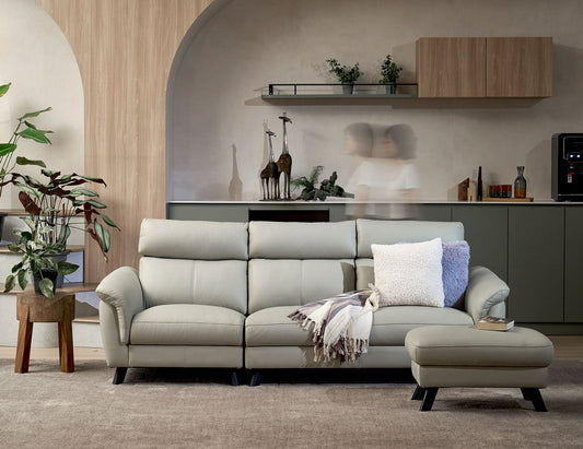 Canapé modulaire BORGES en cuir de luxe avec dossier et appui-tête en peluche