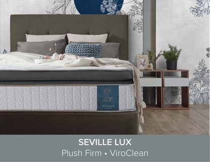 Matelas SEVILLE LUX Black Diamond™ en latex ultra-frais ViroClean antimicrobien réactif à micro-ressorts
