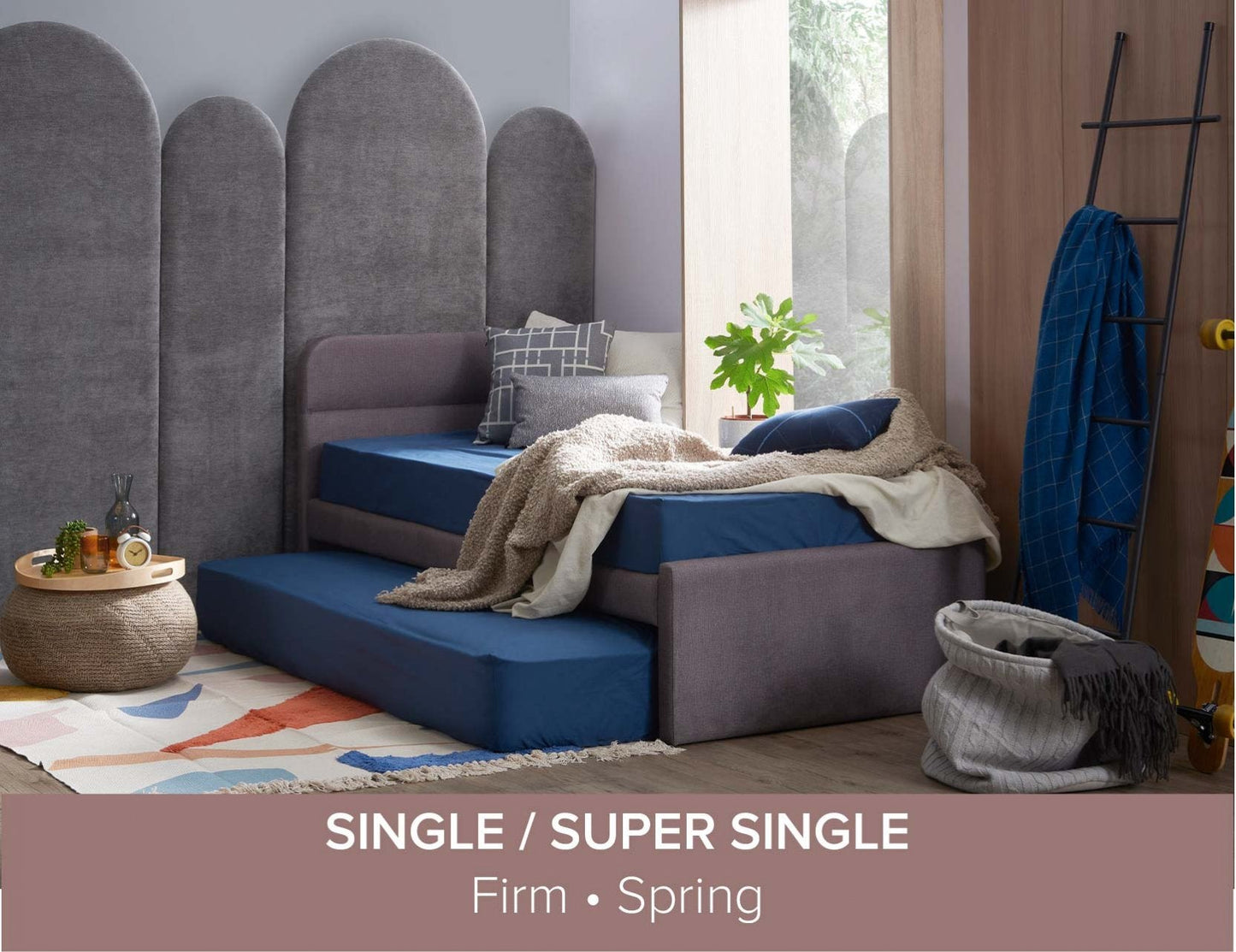 Cadre de lit pour enfants HOLLY avec matelas à tiroir coulissant