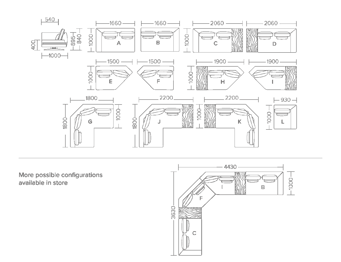 Canapé modulaire en tissu EVITA