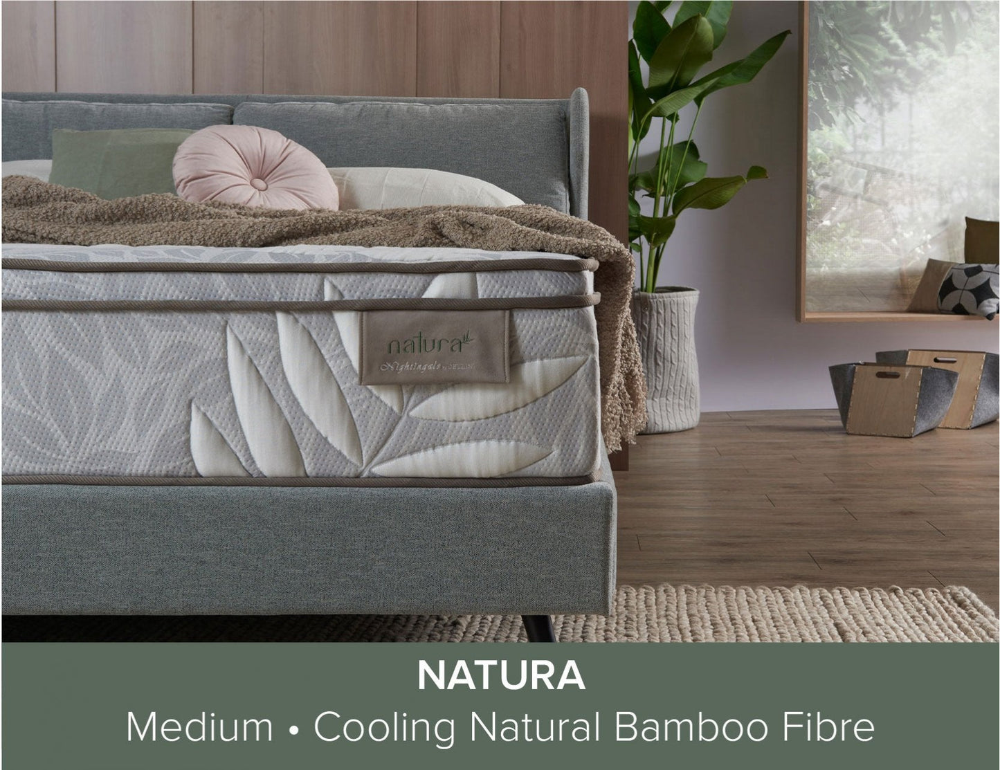NATURA Matelas à ressorts réactifs en fibre de bambou et latex naturellement hypoallergénique