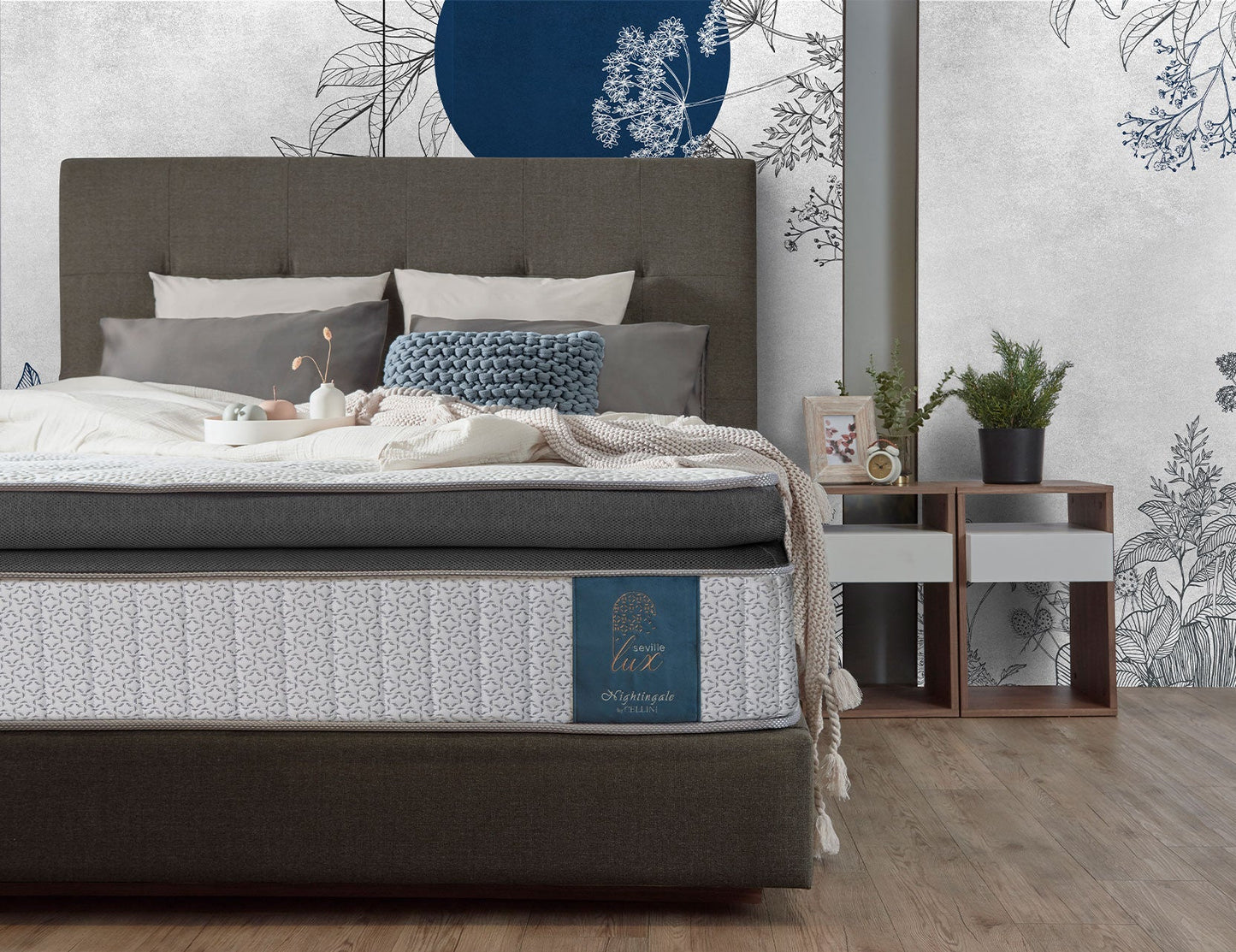 Matelas SEVILLE LUX Black Diamond™ en latex ultra-frais ViroClean antimicrobien réactif à micro-ressorts