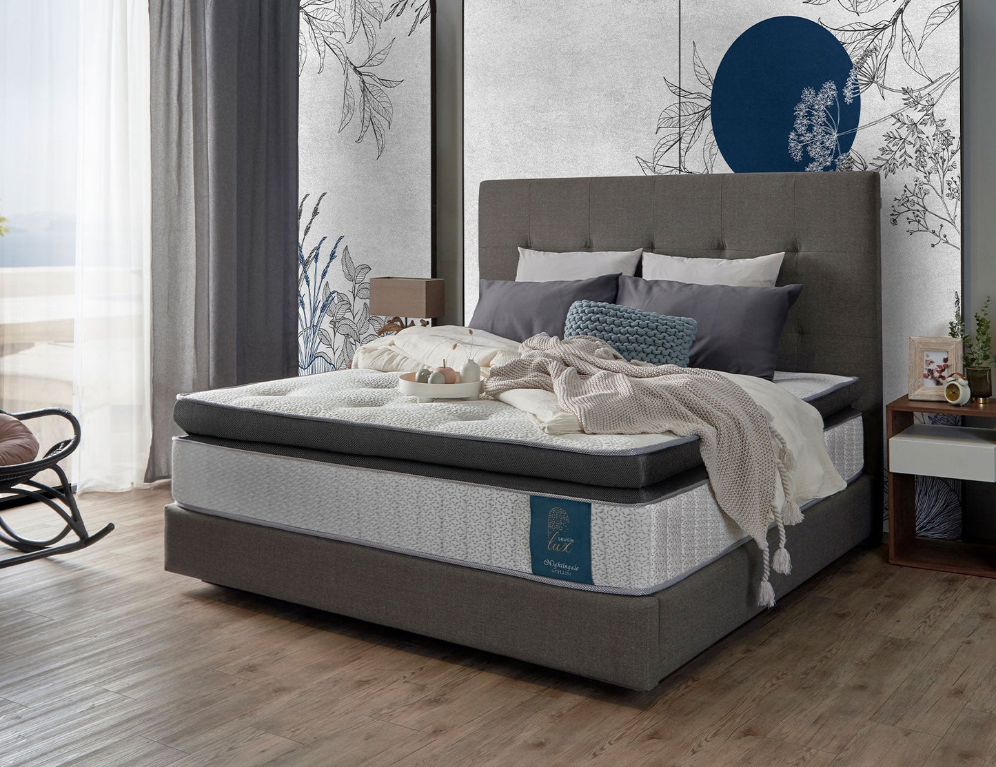 Matelas SEVILLE LUX Black Diamond™ en latex ultra-frais ViroClean antimicrobien réactif à micro-ressorts