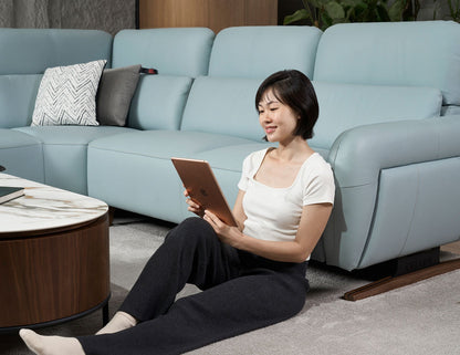 Canapé modulaire en cuir HIRO avec appui-tête réglable