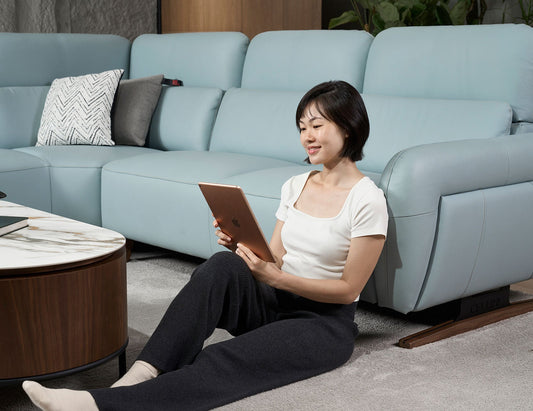 Canapé modulaire en cuir HIRO avec appui-tête réglable