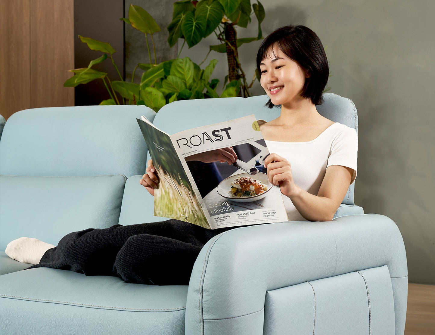 Canapé modulaire en cuir HIRO avec appui-tête réglable